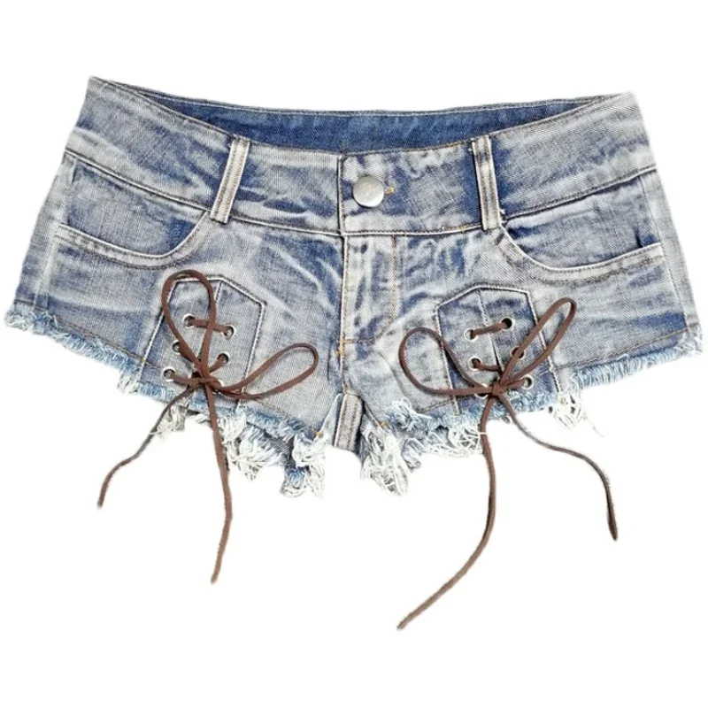 

Сексуальные Короткие Узкие Клубные женские летние дизайнерские джинсы Y2K на лямках с заниженной талией, модные штаны