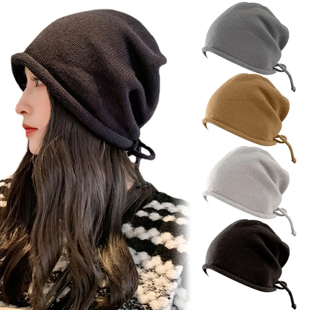 

Pop Style Smaller Stacked Hat Fashion Slouchy Beanie Casual Warm Rolled Brim Hat Show Face Unisex Cold Hat Women