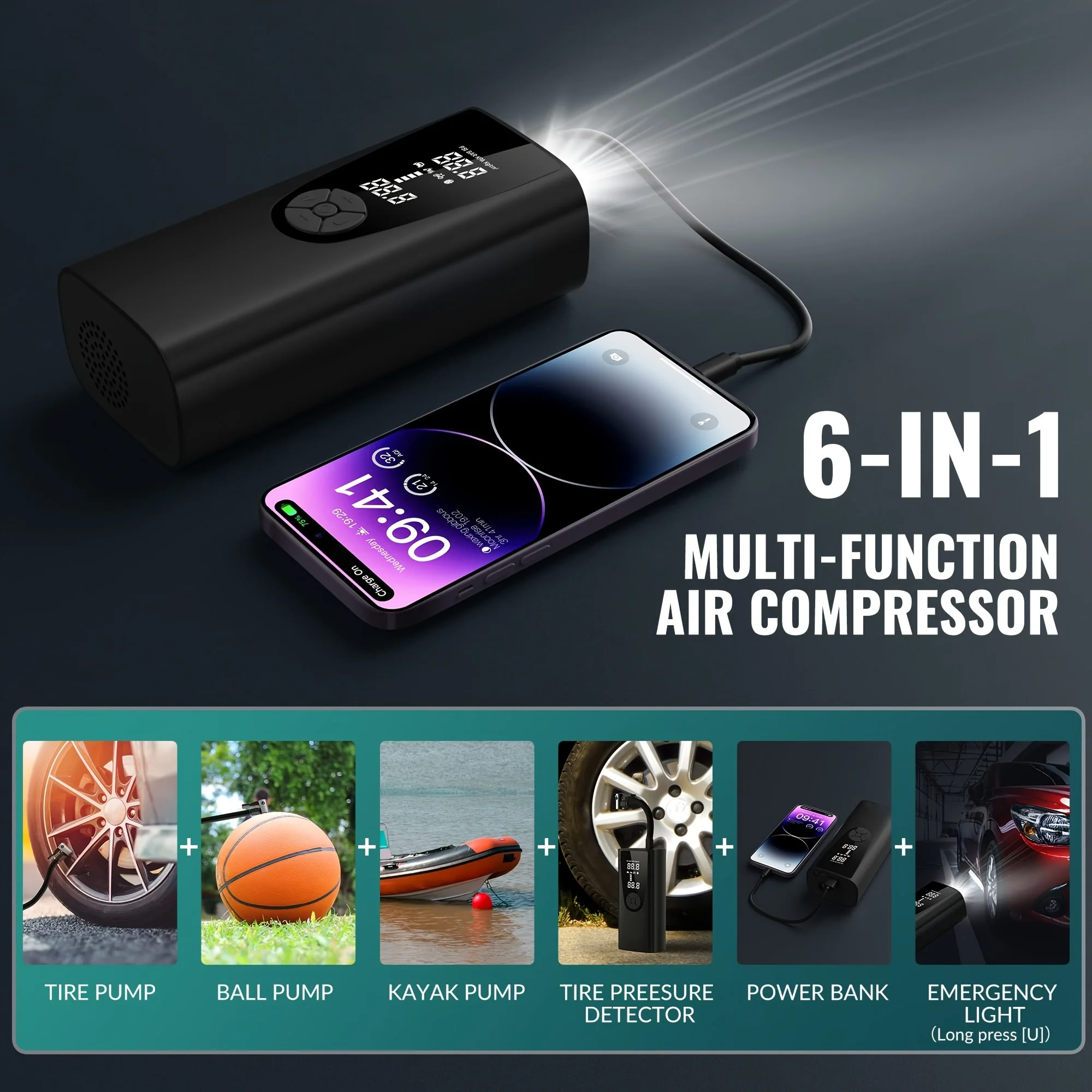 Tire Inflator Portable Air Compressor-Upgrade 20000 mAh Air for Car -150 PSI Tire Inflation-Cordless Tire with Pressure Gauge
Tire Inflator Portable Air Compressor-Upgrade 20000 mAh Air for Car -150 PSI Tire Inflation-Cordless Tire with Pressure Gauge