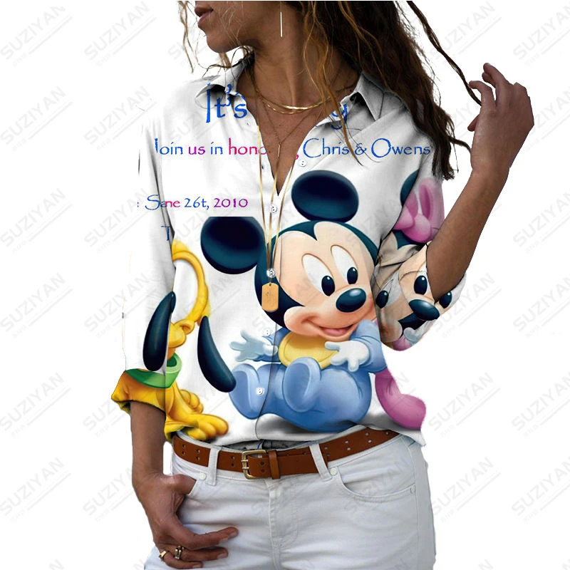 Disney Women's Shirt Long Sleeve Polo Button Cardigan Top 3D Print 2023 New Spring Cartoon Pattern Plus Size Colorful Playful
Disney Women's Shirt Long Sleeve Polo Button Cardigan Top 3D Print 2023 New Spring Cartoon Pattern Plus Size Colorful Playful