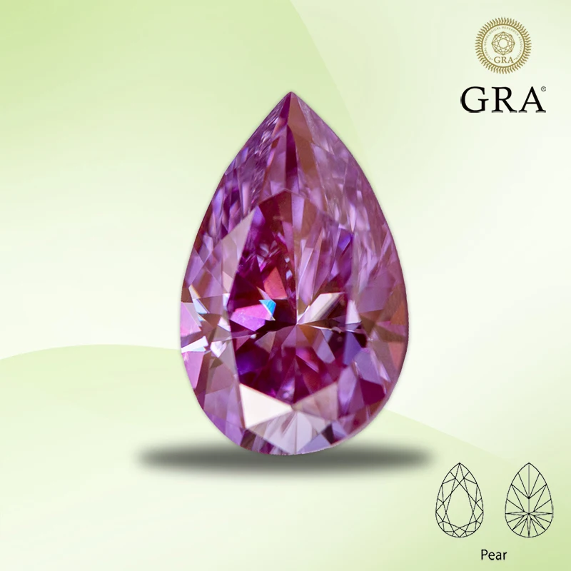 

Moissanite Diamond Sakura Pink Color Pear Cut Lab Created Gemstone for DIY Women Jewelry Making Materials with GRA Certificate