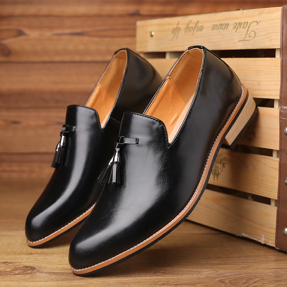 

Fashion Tassels Loafer Shoes Comfortable for Men Leather Dress Casual Slip-on Business Wedding Party Shoe