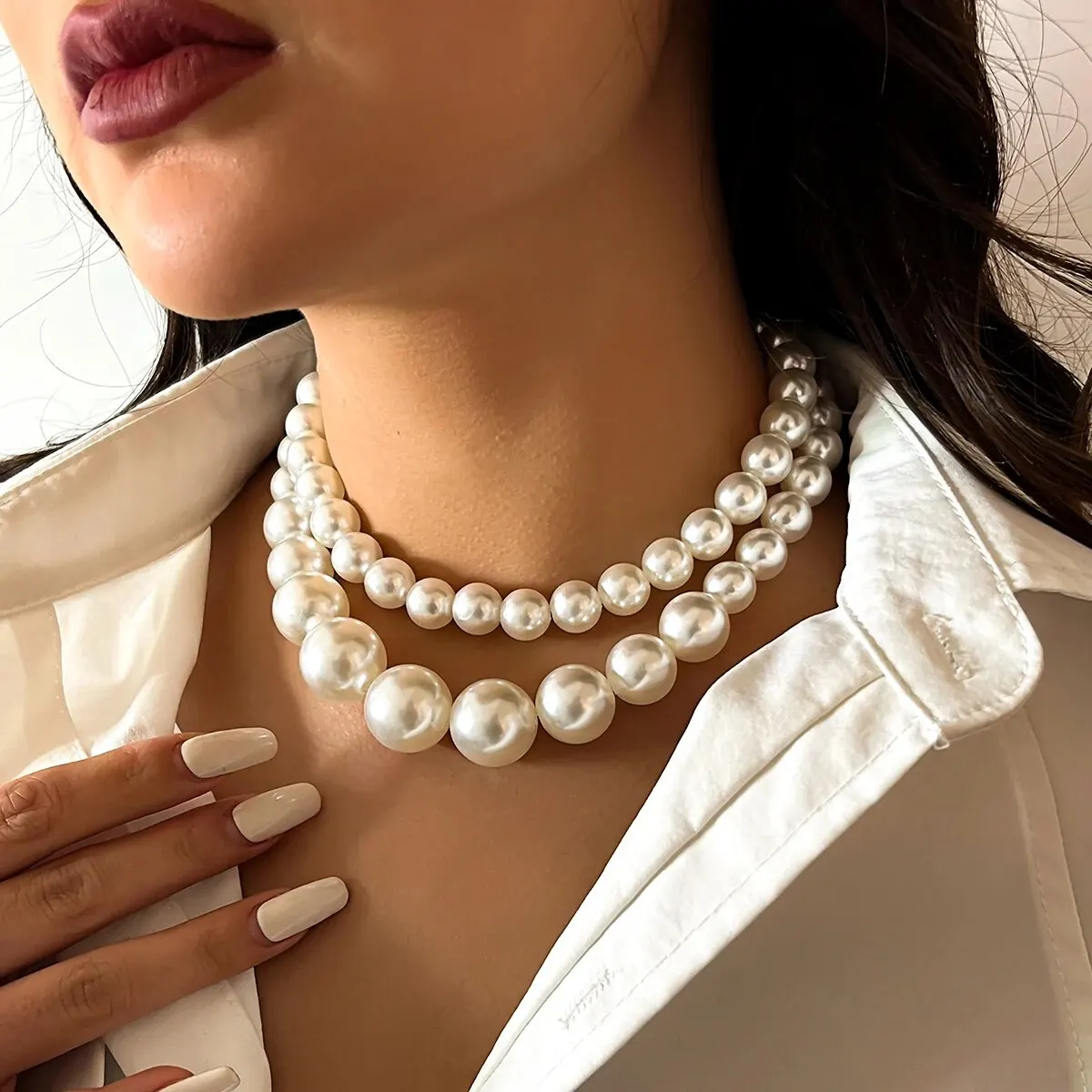 2Pcs/Set Exaggerated Big Imitation Pearl Clavicle Chain Necklace for Women Wed Bridal Goth Beads Choker Grunge Jewelry Steampunk 3 Mallzona S304d155cffbf4402a6f33c06ae1dbaa1h 2Pcs/Set Exaggerated Big Imitation Pearl Clavicle Chain Necklace for Women Wed Bridal Goth Beads Choker Grunge Jewelry Steampunk Mallzona