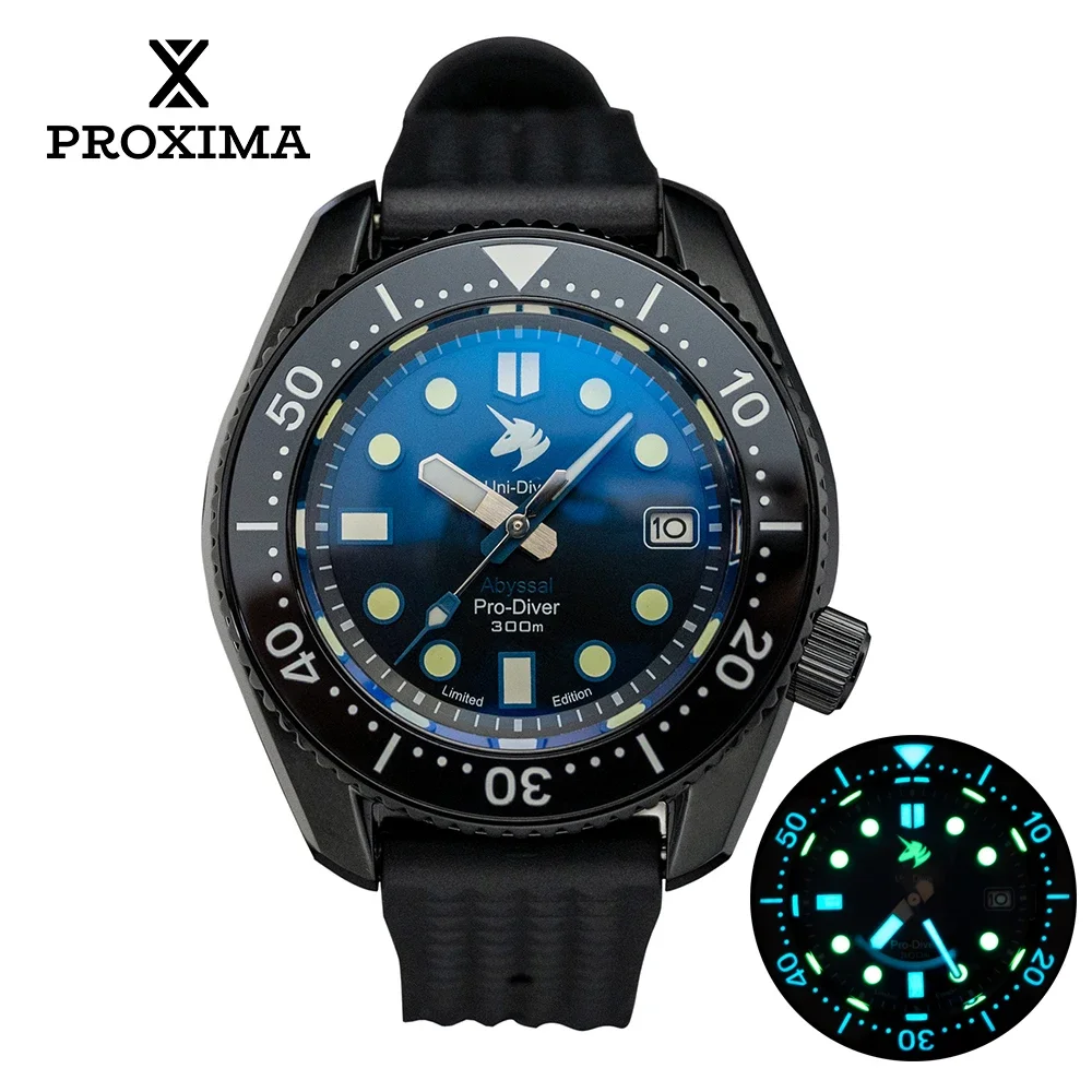 

Proxima UD1683-JBL 44mm Automatic Mechanical Men Dive Watch Sapphire Crystal AR Coating Cermica Bezel NH35 C3 BGW9 MM300