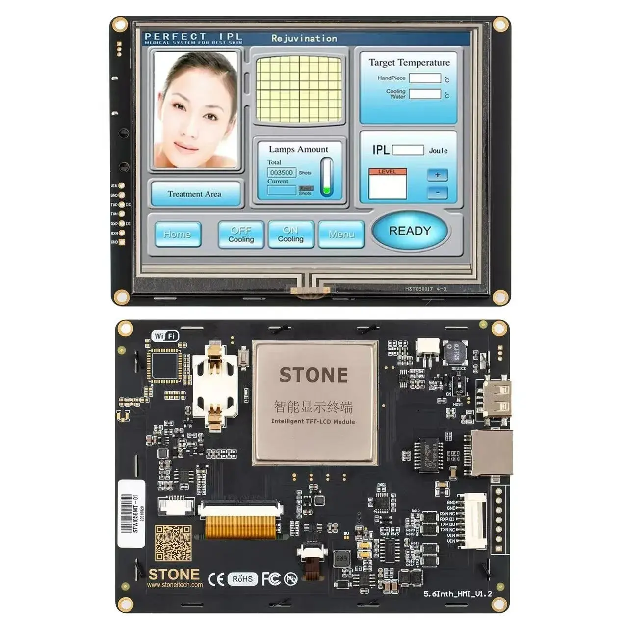

SCBRHMI Display STWI056WT-01 - 5.6" HMI Intelligent Resistive Touch Panel Board UART TFT LCD Module Work with Arduino ESP32