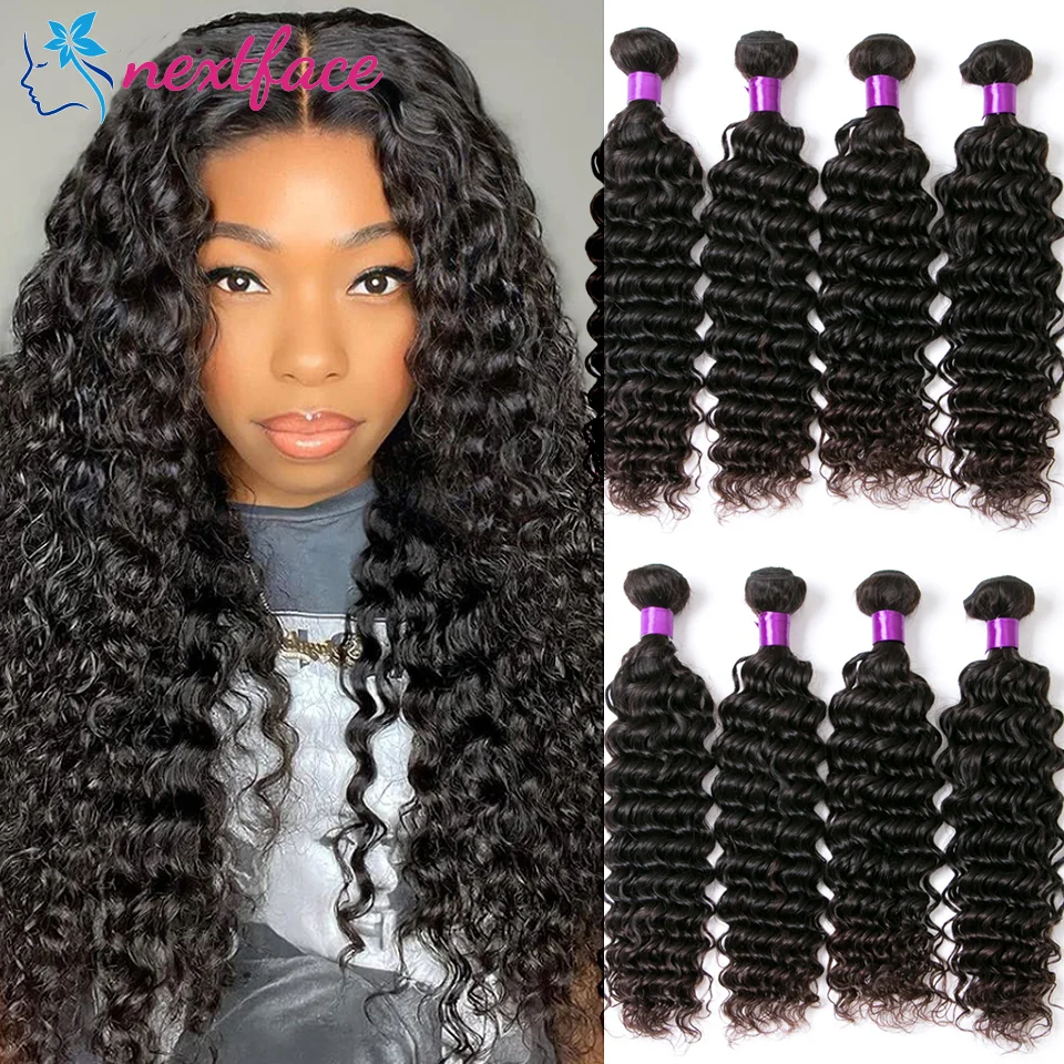 

28 40inch Deep Wave Human Hair Bundle Deal Brazilian Human Hair Weave Hair Extensions Afro Jerry Curly Raw Hair Weave 3/4 Bundle