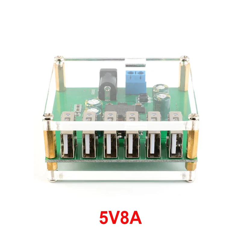 DC5V8A Output Power Module Step-down Module/Acrylic 6 USB To 5V/8A Step-Down Buck Converter Dual USB With Acrylic Case
DC5V8A Output Power Module Step-down Module/Acrylic 6 USB To 5V/8A Step-Down Buck Converter Dual USB With Acrylic Case