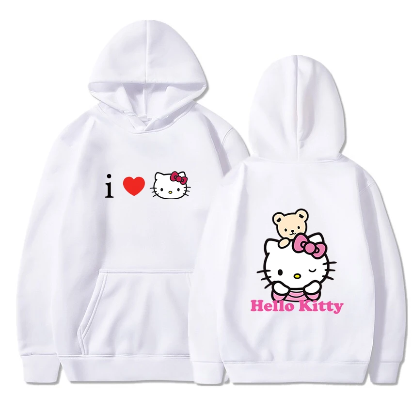 

Тонкая Толстовка MINISO с капюшоном Hello Kitty, свитшоты для мужчин и женщин, осенняя Повседневная Уличная одежда для мальчиков и девочек в стиле Харадзюку, толстовки, пуловеры, топы