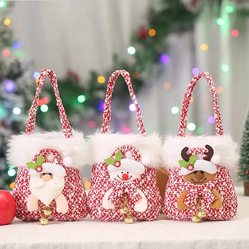 

1Pc Christmas Gift Bag Cartoon Santa Claus Snowman Elk Xmas Eve Portable Apple Bag Merry Christmas Decor Candy Package Handbag