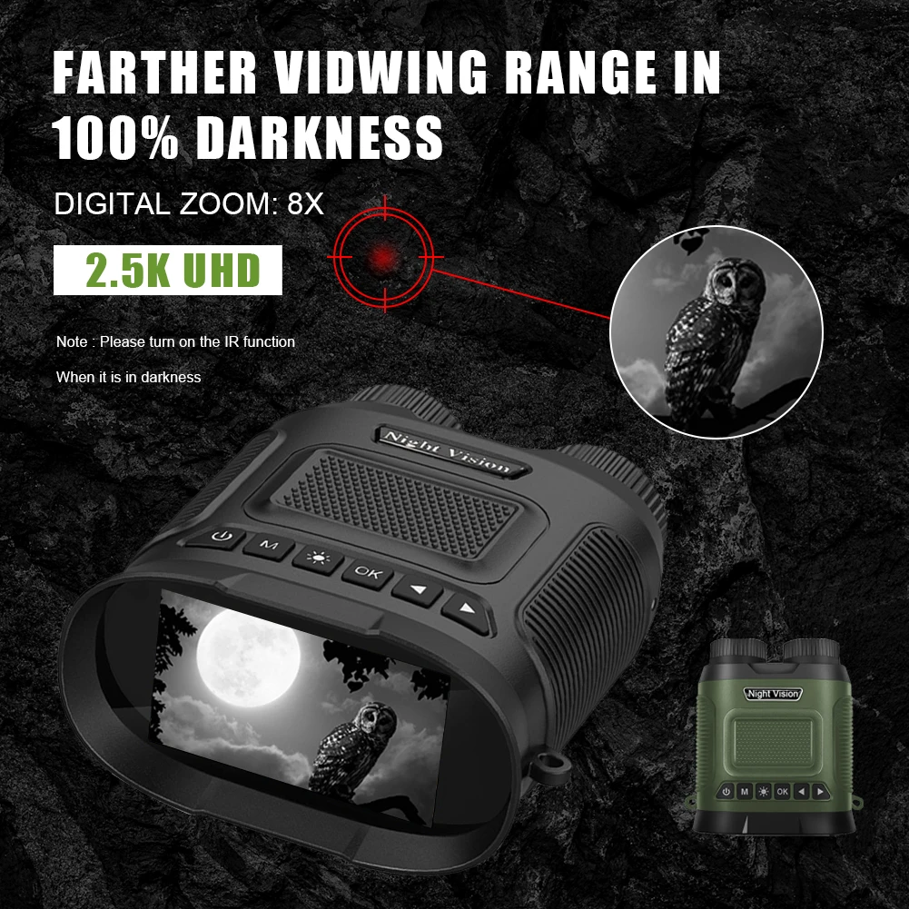 2.5KD Binoculars Infrared Night Vision Device Day Night Use 8X Digital Zoom 350M Full Dark Viewing Distance Hunting Telescope
2.5KD Binoculars Infrared Night Vision Device Day Night Use 8X Digital Zoom 350M Full Dark Viewing Distance Hunting Telescope