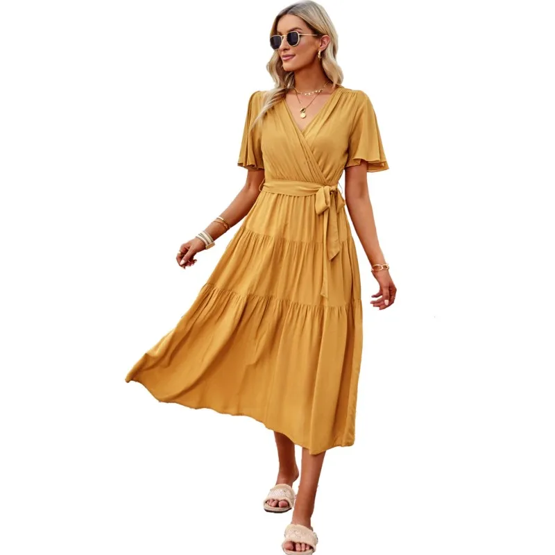 2023 Summer Temperament Commuting Elegant Short Sleeved Dress Casual Solid Color Lace Up Slim V Neck A Line Long Dress XL
2023 Summer Temperament Commuting Elegant Short Sleeved Dress Casual Solid Color Lace Up Slim V Neck A Line Long Dress XL