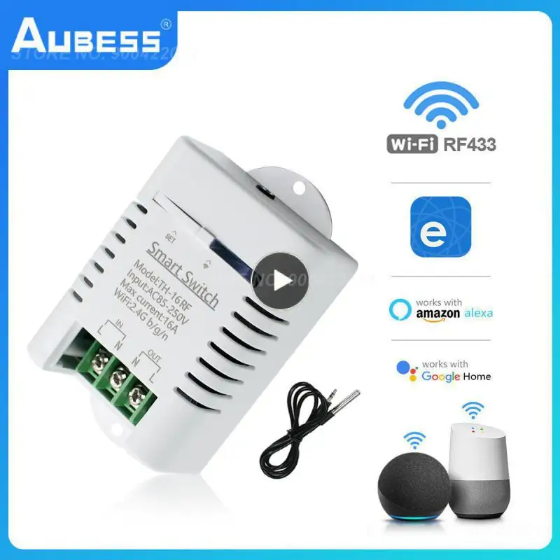 

Умный выключатель с индикатором, беспроводной Wi-Fi переключатель с контролем температуры и влажности, 16 А, совместим с Alexa Home