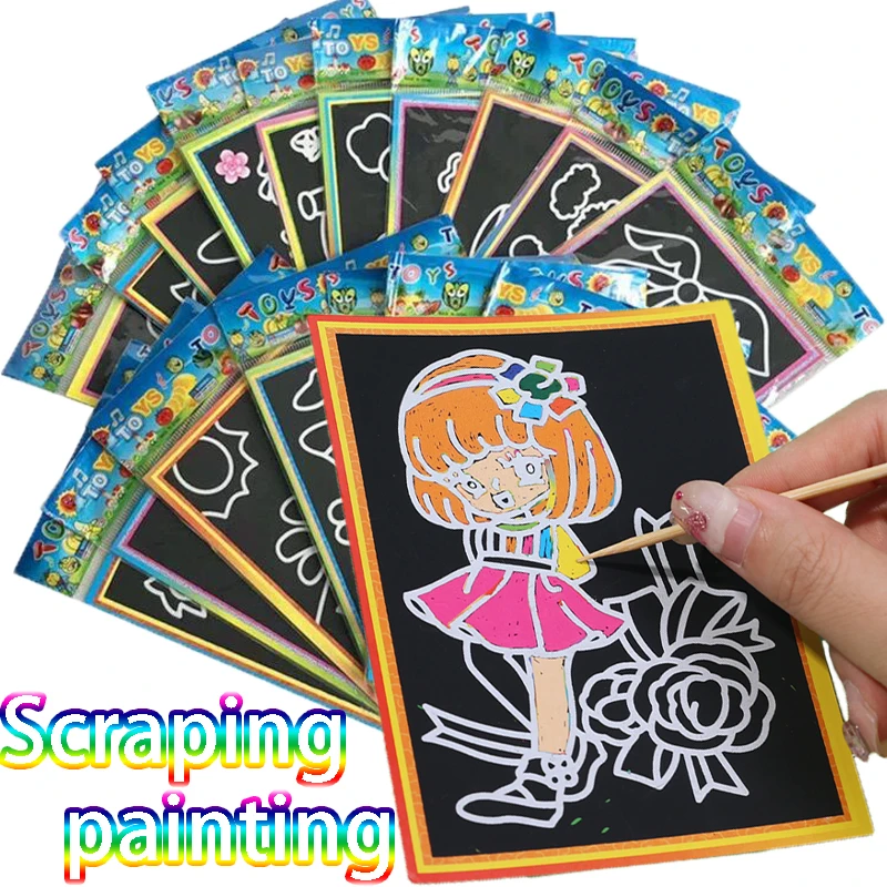 Children's Colorful Scraping Painting DIY Making Scratch Art Paper Magic Painting Paper with Drawing Stick Toys Game Kids
Children's Colorful Scraping Painting DIY Making Scratch Art Paper Magic Painting Paper with Drawing Stick Toys Game Kids