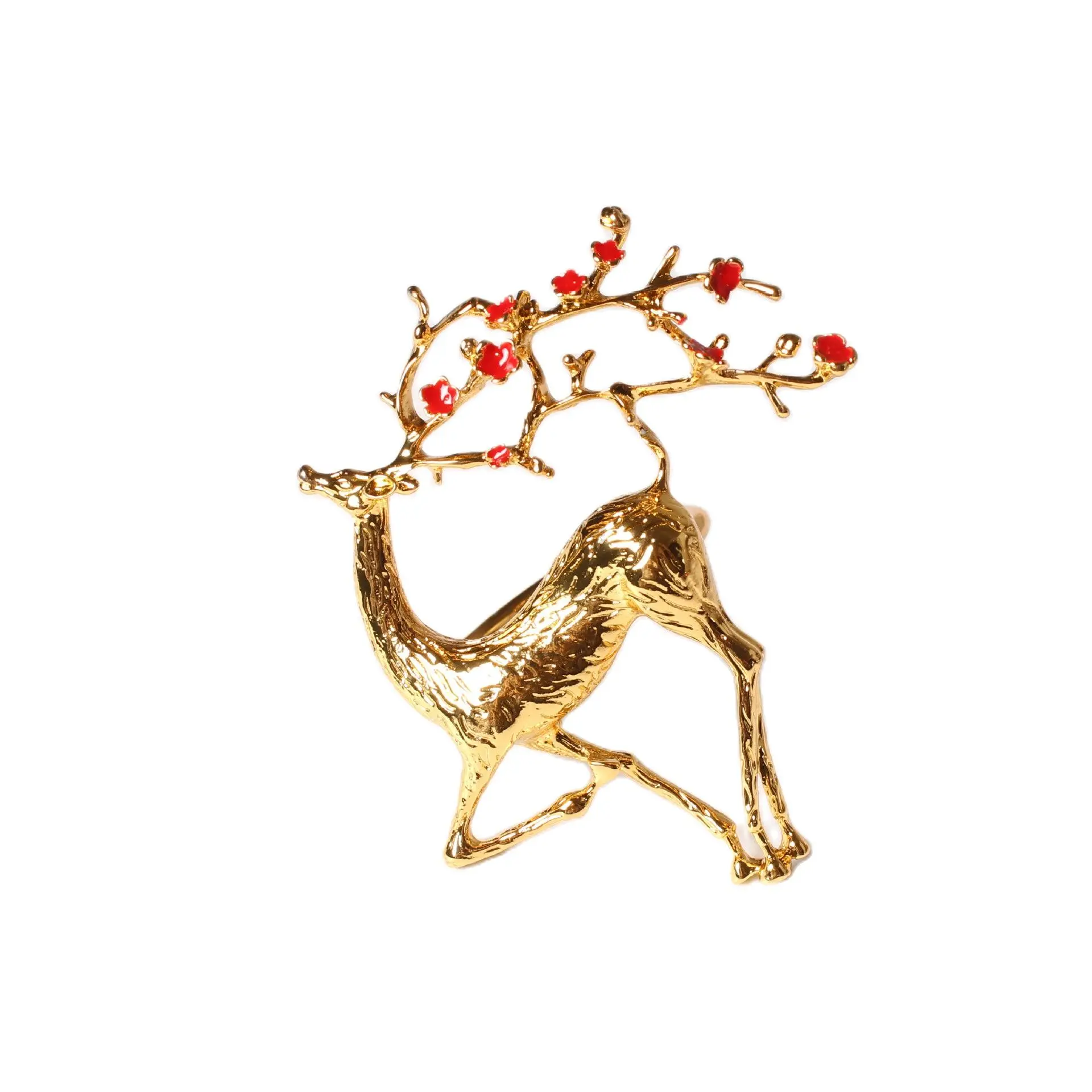 

SHSEJA 24PCS New Christmas deer napkin ring gold and silver alloy napkin buckle napkin ring hotel wedding table decoration