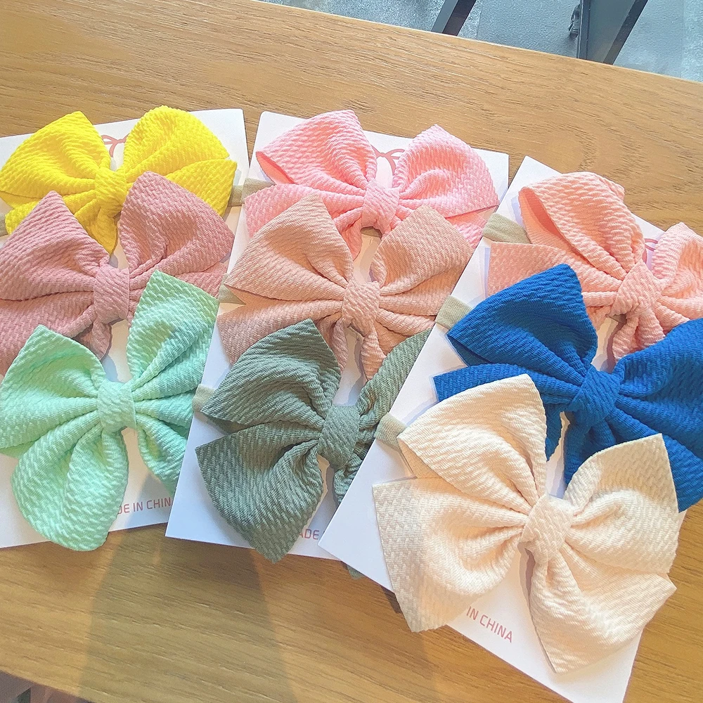 

3Pcs/Set Cute Cotton Macaron Color Bows Headband for Kids Girls Sweet Bowknot Elastic Hairband Headwear Hair Accessories Set