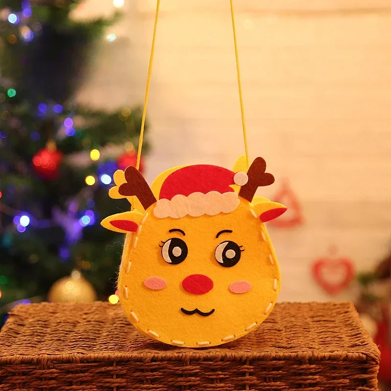 

Christmas Gift Bag 2024 New Christmas Eve Apple Decorated Candy Bag Cute Childlike DIY Handmade Cartoon Tote Bag
