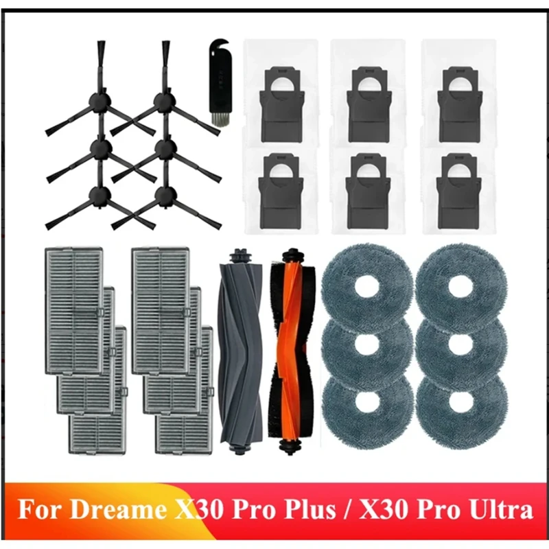 Сменные детали для Dreame X30 Pro Plus / X30 Pro 27 шт., ультраосновная боковая щетка, HEPA фильтр, насадки для швабры, пылесборники
Сменные детали для Dreame X30 Pro Plus / X30 Pro 27 шт., ультраосновная боковая щетка, HEPA фильтр, насадки для швабры, пылесборники
