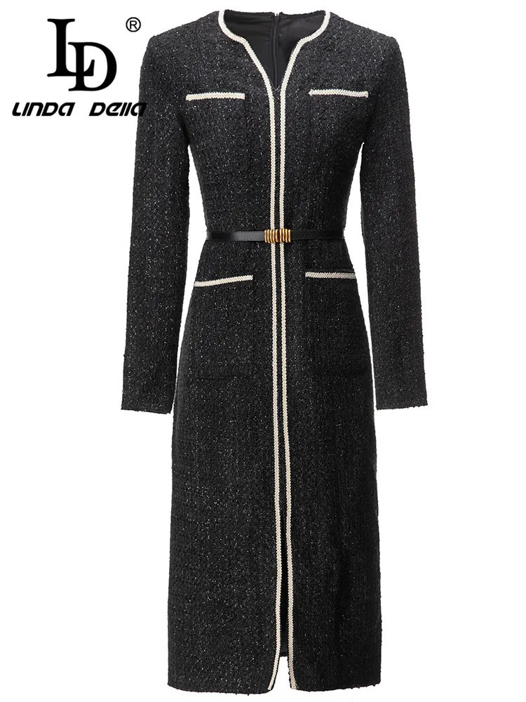 LD LINDA DELLA 2023 Autumn Designer Vintage Dress Women's Black Long Sleeve Belt multi-pocket Slit Elegant Slim Fit Dress
LD LINDA DELLA 2023 Autumn Designer Vintage Dress Women's Black Long Sleeve Belt multi-pocket Slit Elegant Slim Fit Dress