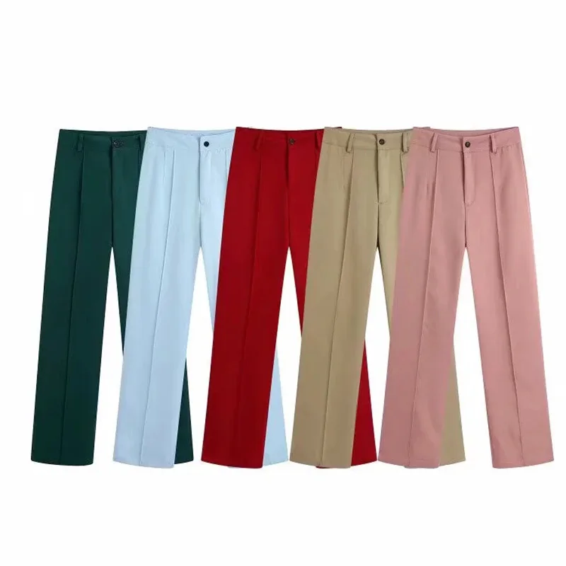 Spring and summer women's fashion office straight pants high waist zipper pants regular leg pants polyester women's trousers
Spring and summer women's fashion office straight pants high waist zipper pants regular leg pants polyester women's trousers