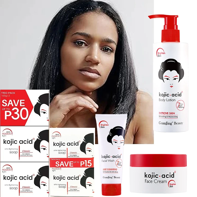 

Original Kojic Acid Series Skin Care Set Facial Cleanser Body Facial Wash Face Cream Handmade P15 P30 for men women Body Soap