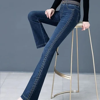 Calça Jeans Reta Y2k: Uma Peça Fundamental para o Verão de 2023 13 Vintage High Waist Flare Jeans Spring Denim Pants Printing Pantalones Femme Big Size 75kg Stretch Vaqueros Casual Skinny Hose