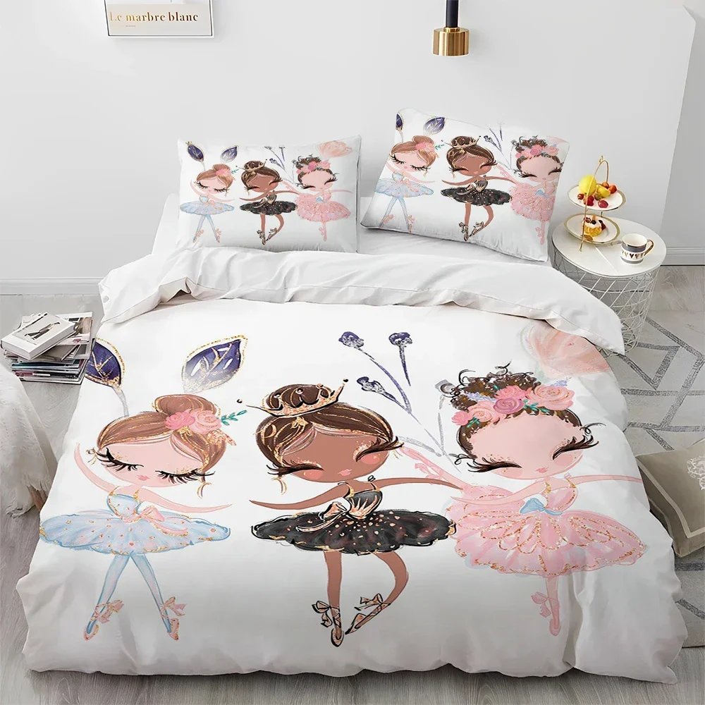 

Cartoon Cute Ballet Girl Ballerina Comforter Bedding Set,Duvet Cover Bed Set Quilt Cover Pillowcase,Queen Size Bedding Set Kids
