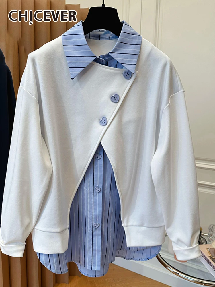 CHICEVER Hit Color Shirts For Women Lapel Long Sleeve Single Breasted Patchwork Striped Chic Loose Blouse Female Spring Clothing
CHICEVER Hit Color Shirts For Women Lapel Long Sleeve Single Breasted Patchwork Striped Chic Loose Blouse Female Spring Clothing