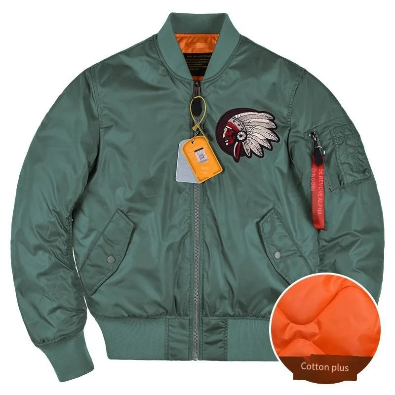 

New Alpha Martin Fashion Flying Bomber Cotton-padded Jacket Men's Winter Coat Indian Head Embroidered Loose Baseball Jacket