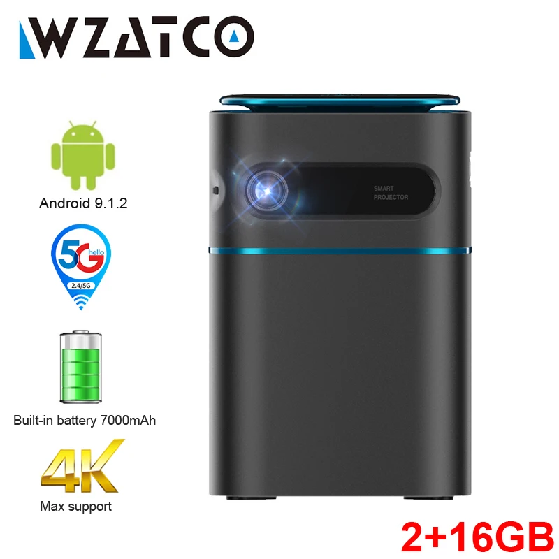 

WZATCO A8 DLP Projector Smart Android 9.0 5G WiFi Support 1080P Full HD 4K LED Beamer Mini Home Theater HD-in Portable Proyector