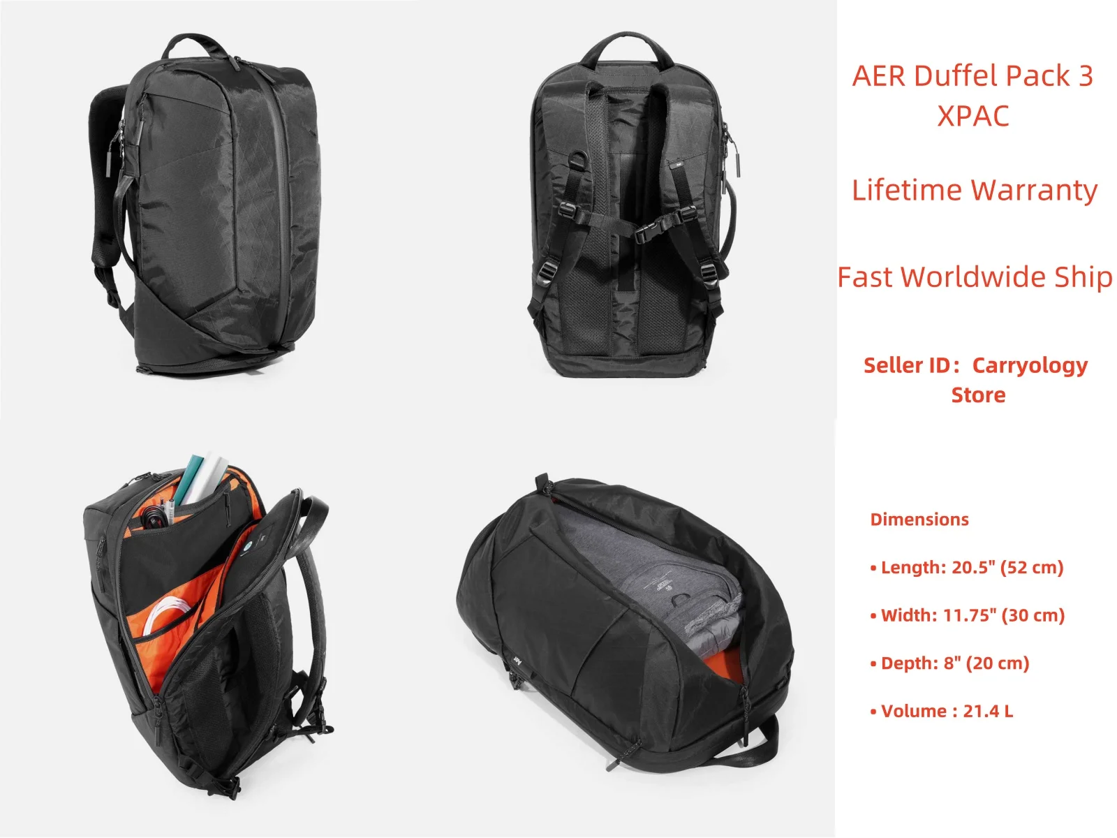 

Original AER Duffel Pack 3 XPAC X-Pac Modern commuter Travel Gym Work EDC Backpack/Bag/Rucksack/Knapsack | Lifetime Warranty