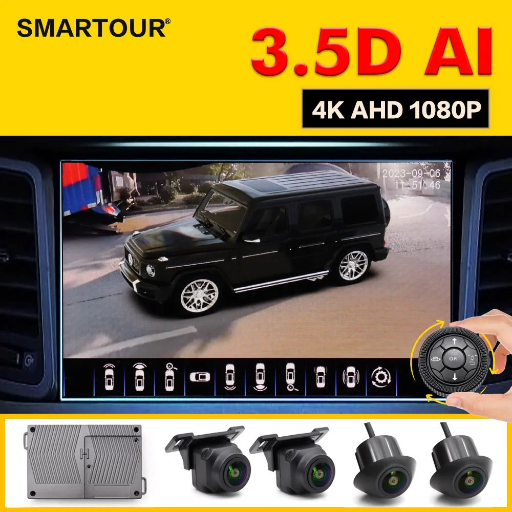 

3.5D AI 360 Degree Surround View Camera AHD 1080P Rear/Front/Left/ Right View 4CH Driving Recorder 360 Degree Bird View System