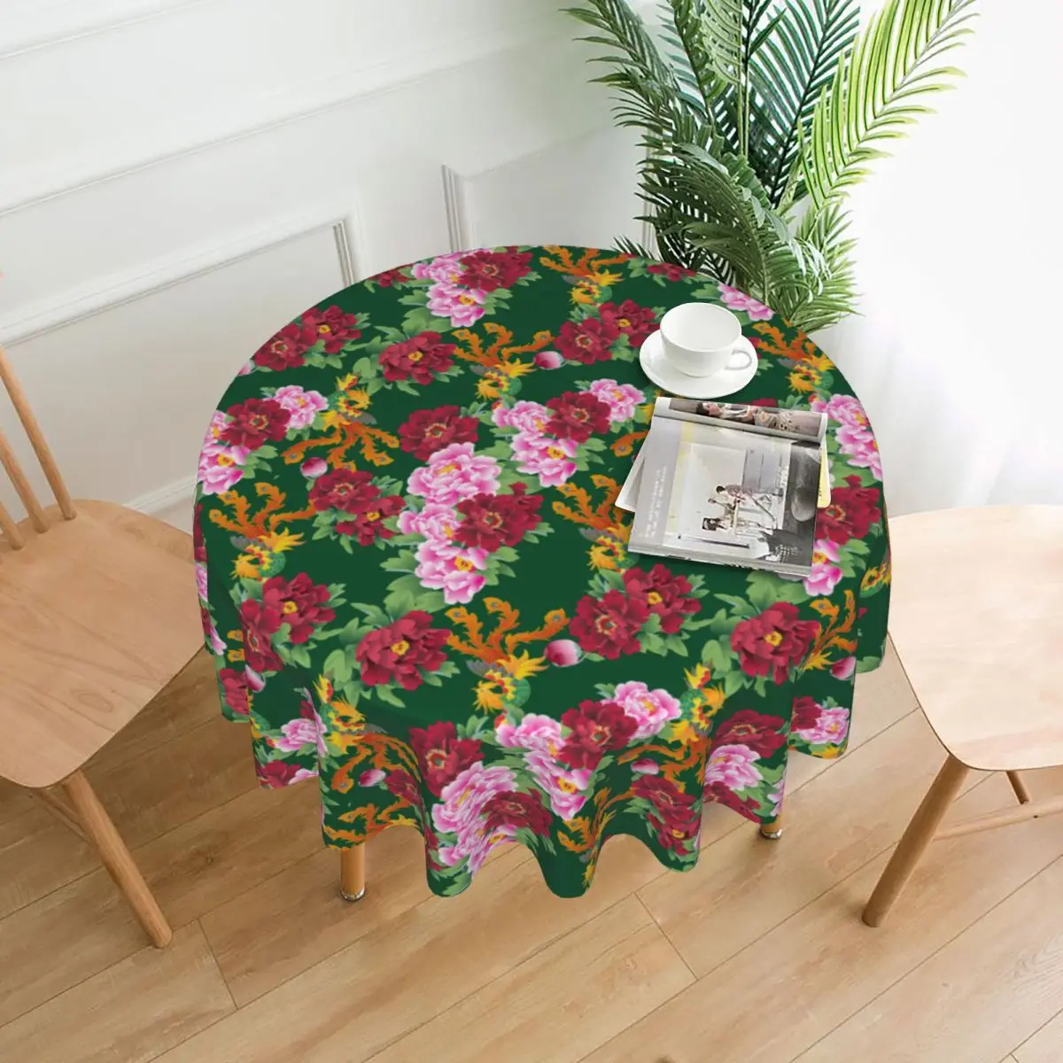 

Tablecloth Vintage Flowers Round Table Cloth Phoenix Bird Funny Table Cover Tablecloths Events Christmas Party Table Decoration