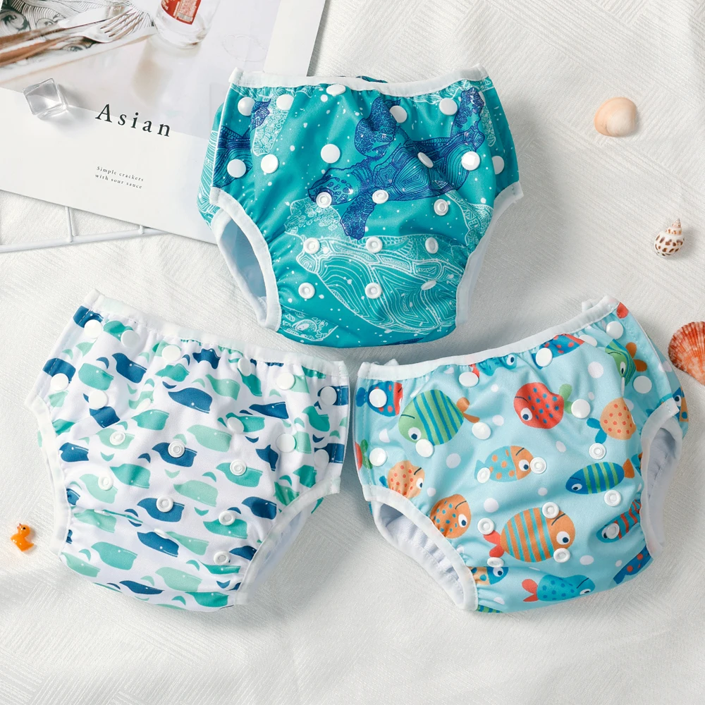 

HappyFlute Summer New 3PCS/Set Can Be Adjustable Skin-friendly &Waterproof 0-3Years Baby Swimming Diaper