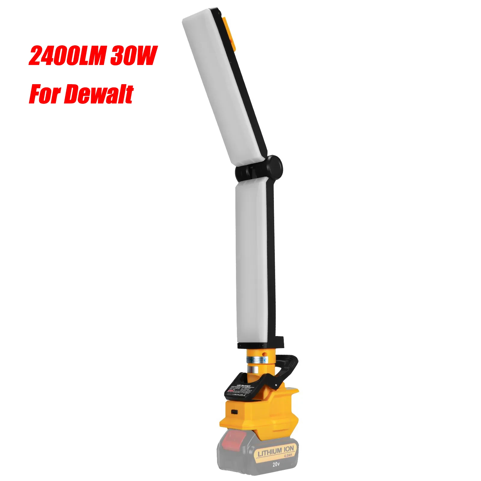 

2400LM 30W LED Work Light for Dewalt 18V 20V Li-ion Battery Outdoor Flashlight Portable Camping Light Folding Lamp