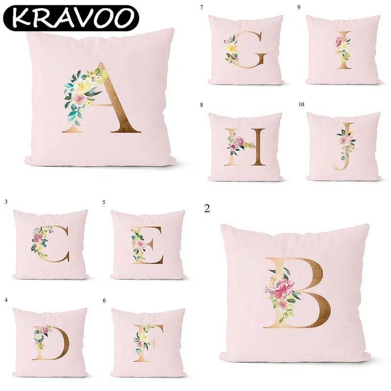 

Pink Pillow Case Decorative Gold Letter Printed Pillow Cover Pillowcase Sofa Cushion Cover Decorative Funda Cojín 45*45cm