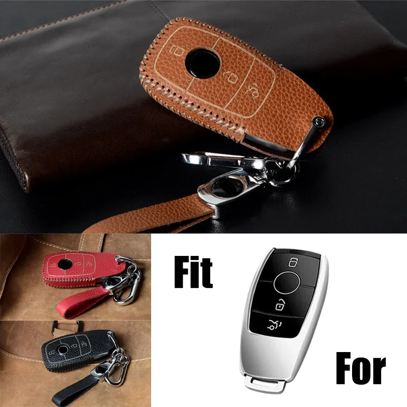 

Genuine Leather Car Remote Key Fob Case Cover Holder Bag For Mercedes Benz A B C E S G Class GLA GLB GLC GLE GLS CLA CLS EQC