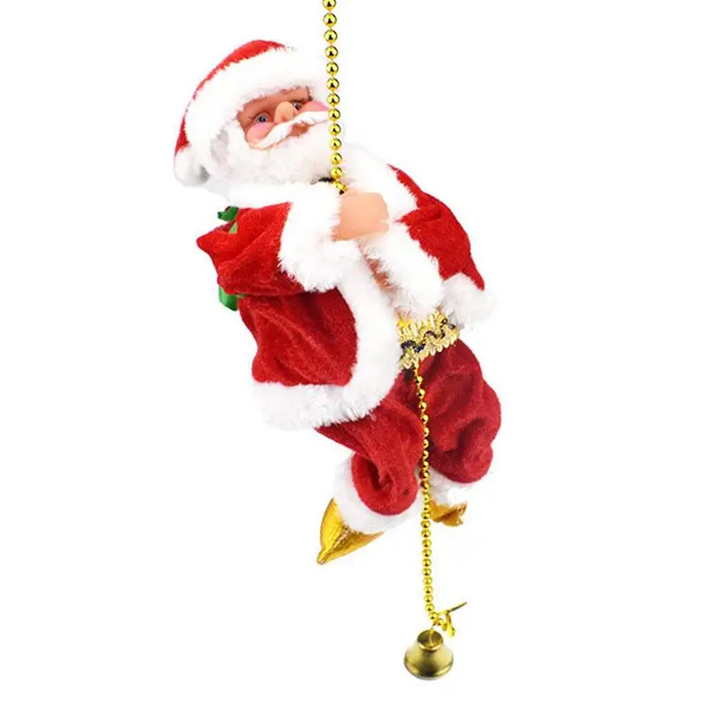 

Музыкальная кукла Санта-Клаус, игрушка для скалолазания, на батарейках, Электрический подъем вверх и вниз, Рождественский декоративный аксессуар, 9 дюймов