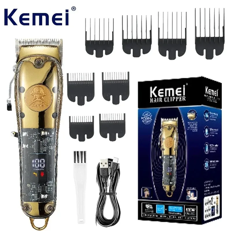 

Kemei Professional Barber Hair Clippers Cordless Rechargeable Hair Trimmer Hair Cutting Grooming Kit for Men 8w Powerful Cutter