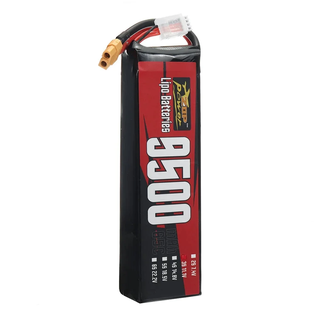 

ZOP Power 3S 11.1V 9500mAh 65C 105.45Wh LiPo Battery XT60 Plug for RC Car