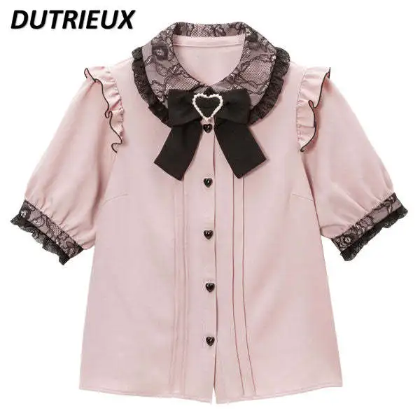 Lolita Style Sweet Bow Lace Solid Color Blouse for Women 2023 Spring Summer Woman Tops Japanese Style Cute Short Sleeve Shirts
Lolita Style Sweet Bow Lace Solid Color Blouse for Women 2023 Spring Summer Woman Tops Japanese Style Cute Short Sleeve Shirts