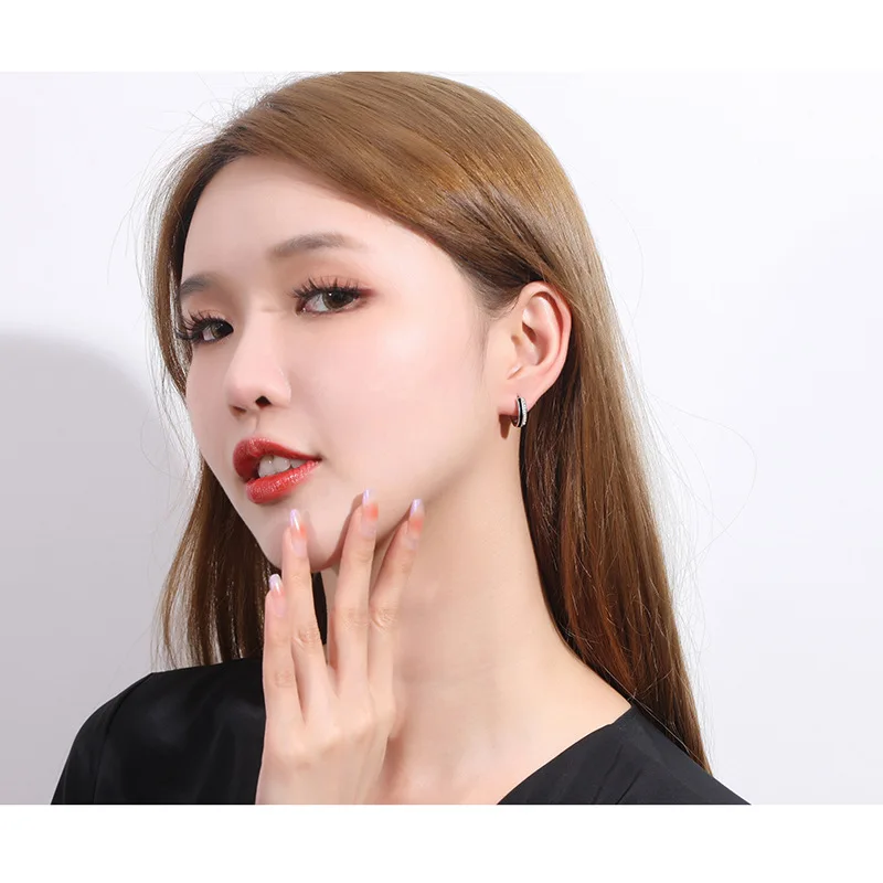 Boucles d'oreilles rondes noires pour femmes, bijoux classiques de haute qualité, nouvelle collection 2