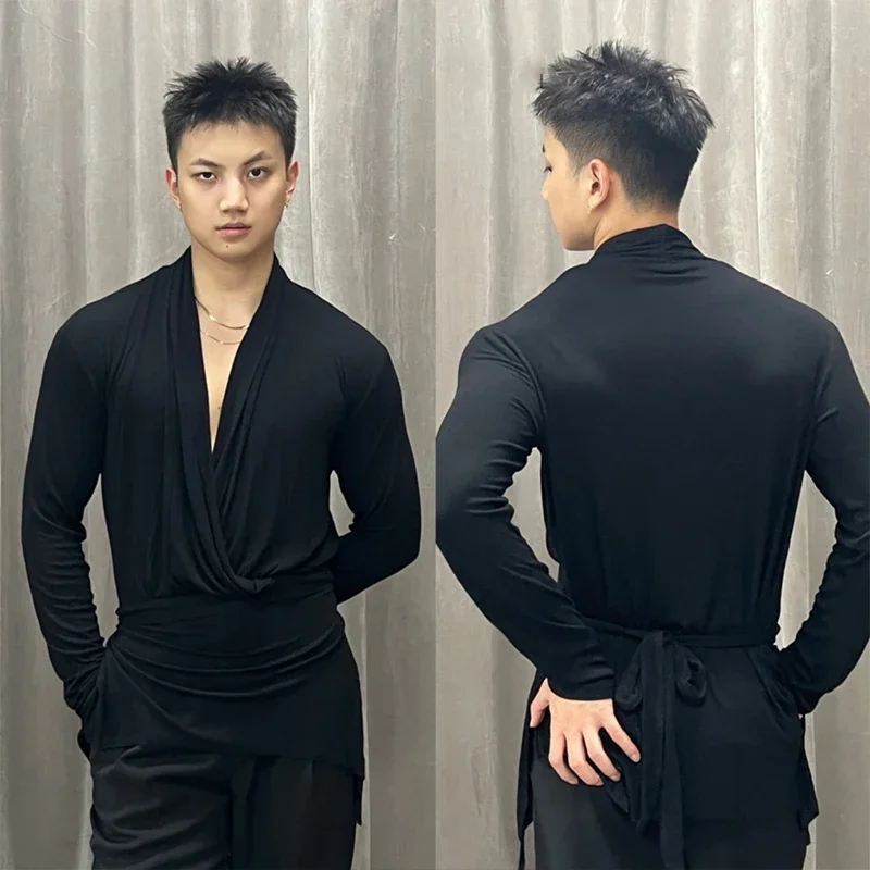 Long Sleeves V Neck Black Practice Clothing Tango Cha Cha Ballroom Dance Competition Shirts Adult Men Latin Dance Tops
Long Sleeves V Neck Black Practice Clothing Tango Cha Cha Ballroom Dance Competition Shirts Adult Men Latin Dance Tops