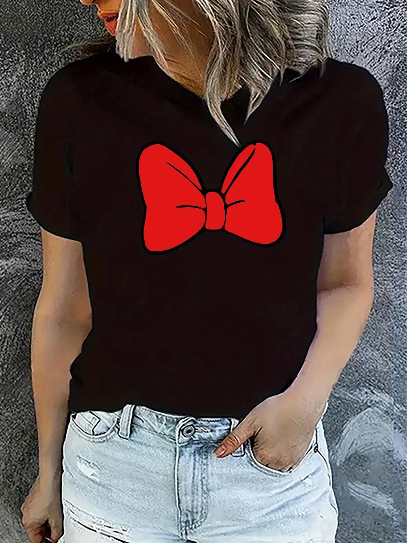 Cute Red Bow Print Workout T-Shirt, Short Sleeve Crew Neck Casual Sports Tee, Women's Clothing t-shirts
Cute Red Bow Print Workout T-Shirt, Short Sleeve Crew Neck Casual Sports Tee, Women's Clothing t-shirts
