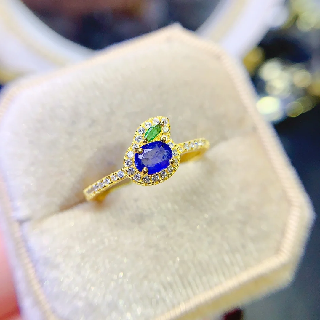 

Кольцо с натуральным сапфиром, из серебра 925 пробы, с синим драгоценным камнем 4x5 мм, красивый подарок для девочек, бесплатная доставка