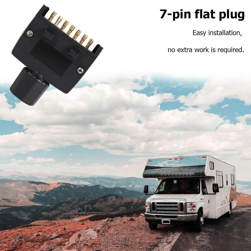 

Australian Standard Connector Flat Plug Male 2.95*2.44*0.75\" 7 Pin Adapter Black Boat Quick Fit Flat Male Trailer Plug