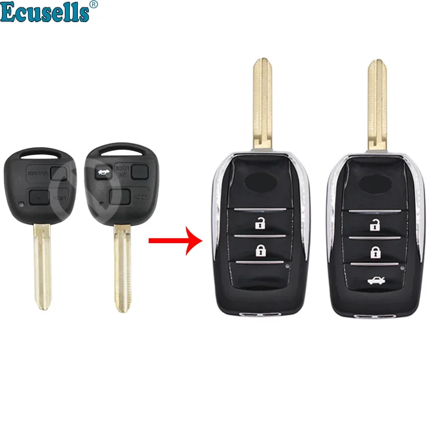 

2/3 Button Modified Flip Car Remote Key Shell Case for Toyota Corolla Camry Picnic Land Cruiser Highlander RAV4 TOY43 Uncut