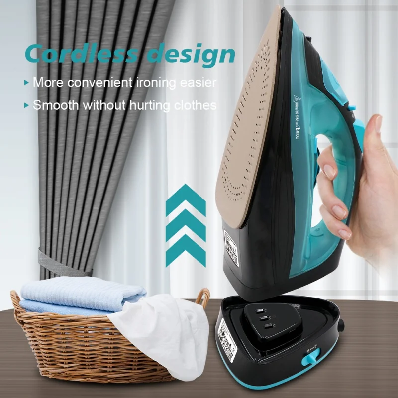 

2400W Steam Iron 5 Speed Adjust Cordless Wireless Charging Portable Clothes Ironing Steamer Portable Ceramic Soleplate EU Plug