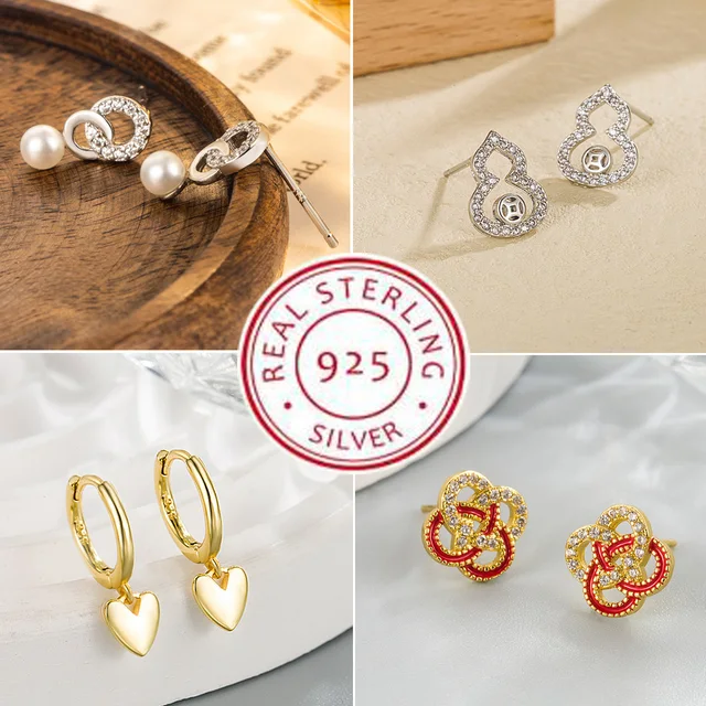 Boucles d'oreilles rondes en argent regardé 925 pour femmes, goujon en cristal de luxe, bijoux de mariage vintage, boucles d'oreilles en pierre blanche Zunderes, nouveau 1