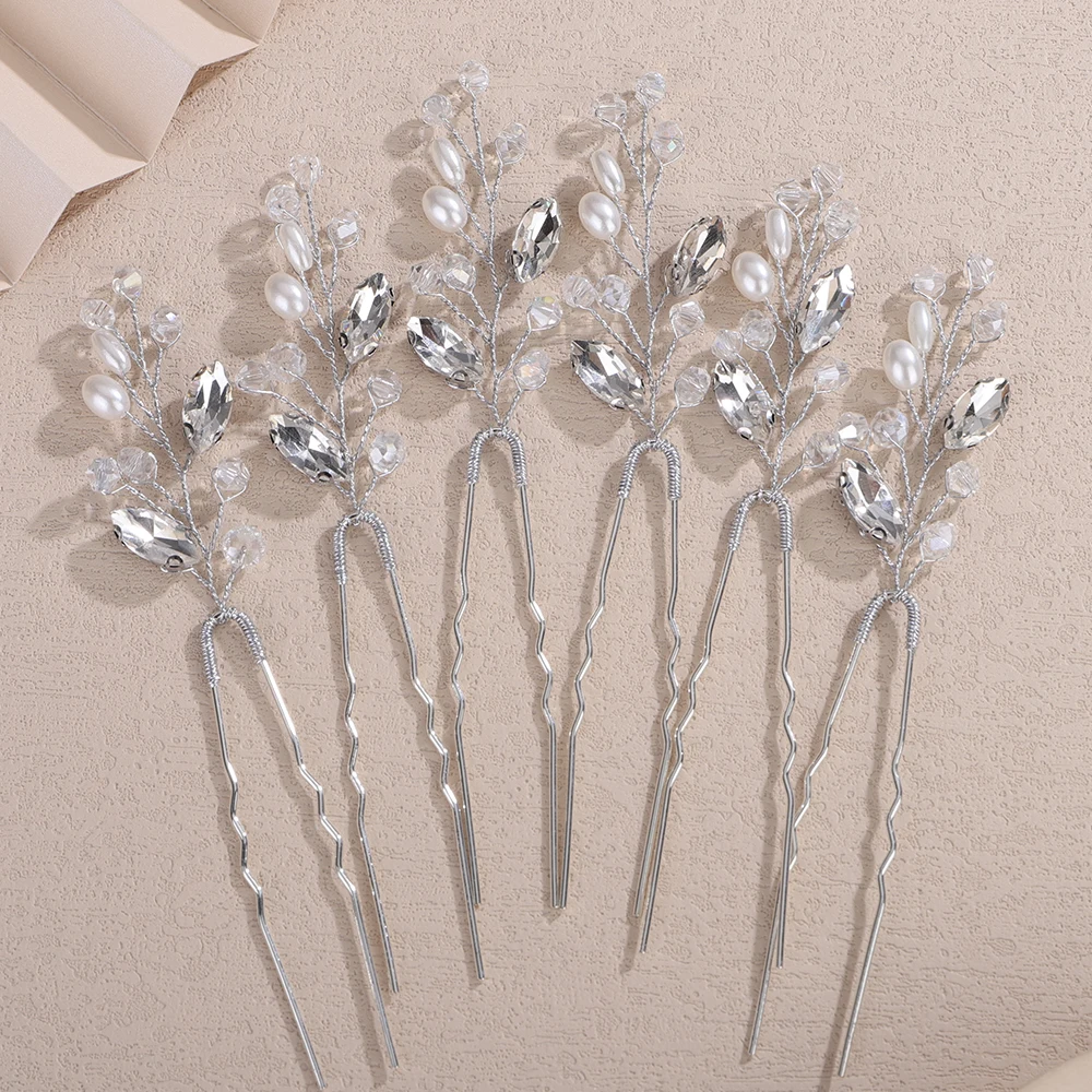 6PCS Crystal Wedding Hair Accessories Pearl Rhinestone Hair Pins for Women Bridal Headpiece 10Color Bride Party Hairpins Jewelry 13 S308b90ce35ee426a914adaa5616b6ff9G