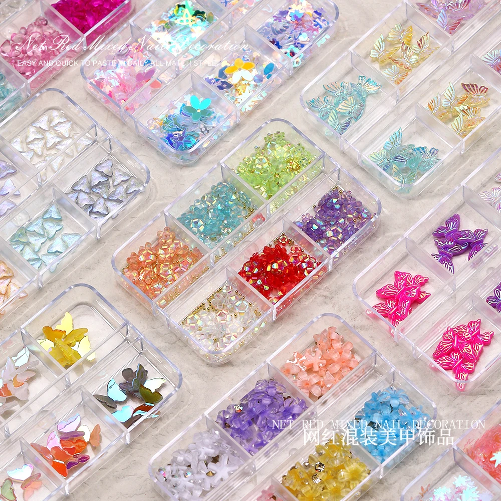 6 Grid 3D Resin Acrylic Colorful Flowers Nail Art Decoration Aurora Butterfly Mixed Nail Art Ornament DIY Nail Art Decoration
6 Grid 3D Resin Acrylic Colorful Flowers Nail Art Decoration Aurora Butterfly Mixed Nail Art Ornament DIY Nail Art Decoration